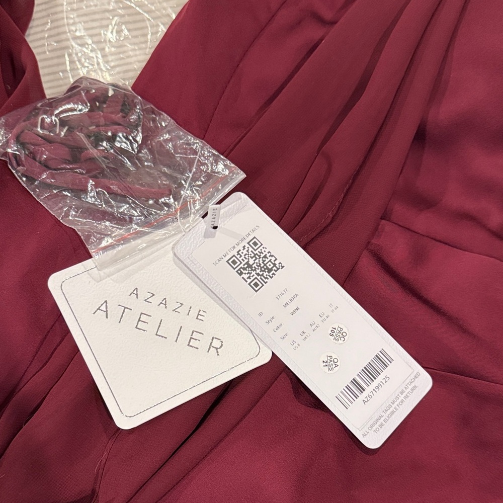 Azazie One Shoulder Burgundy Dress size 8 - Picture 2 of 3